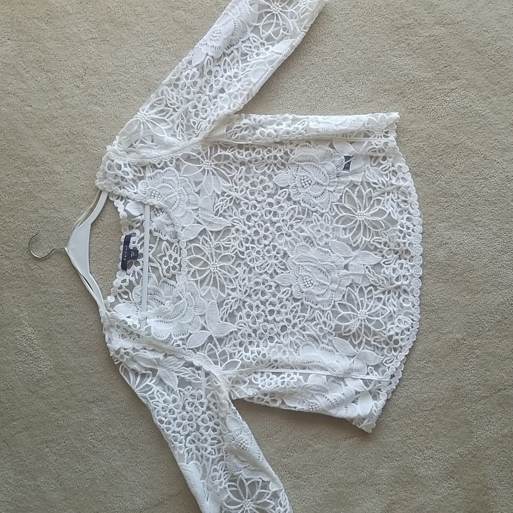 Off-white sheer lacy top